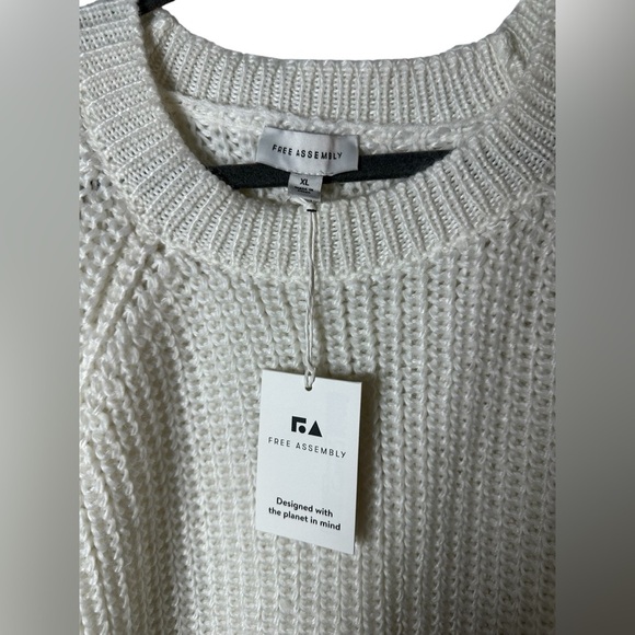 Free Assembly Women’s White Chunky Knit Sweater XL Long Sleeve Pullover - Picture 4 of 7
